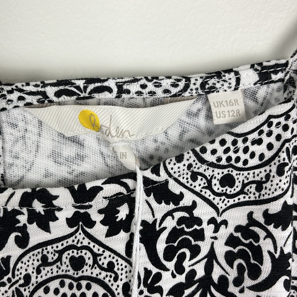 NWT Boden women’s Racerneck Jersey Mini Dress in black and white. Size 12 - Picture 5 of 10
